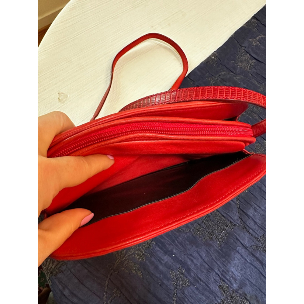 Bally Red Leather & Lizard Crossbody Bag - Picture 15 of 16